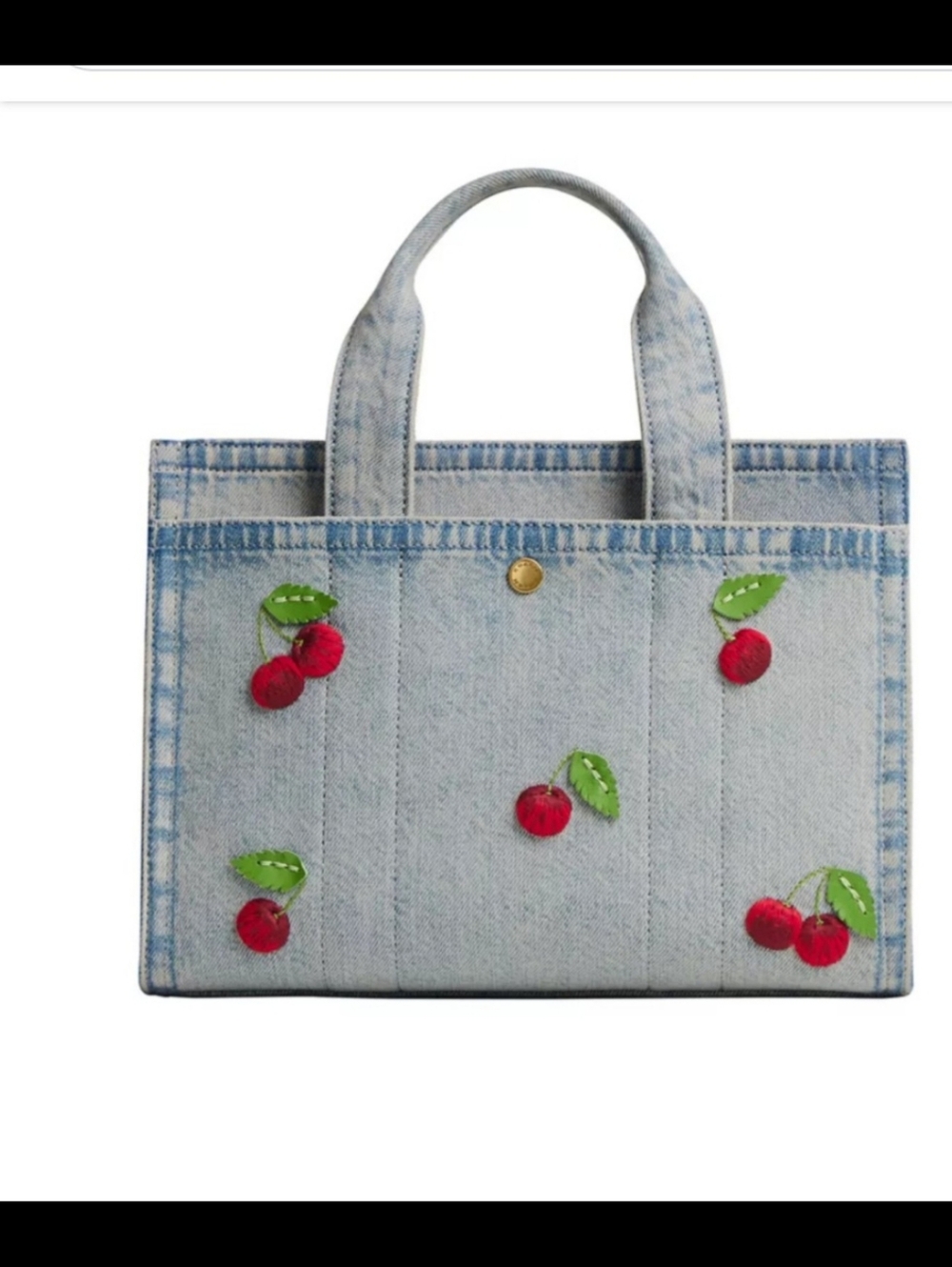 Coach Denim Cherry Tote 26 - Picture 3 of 5